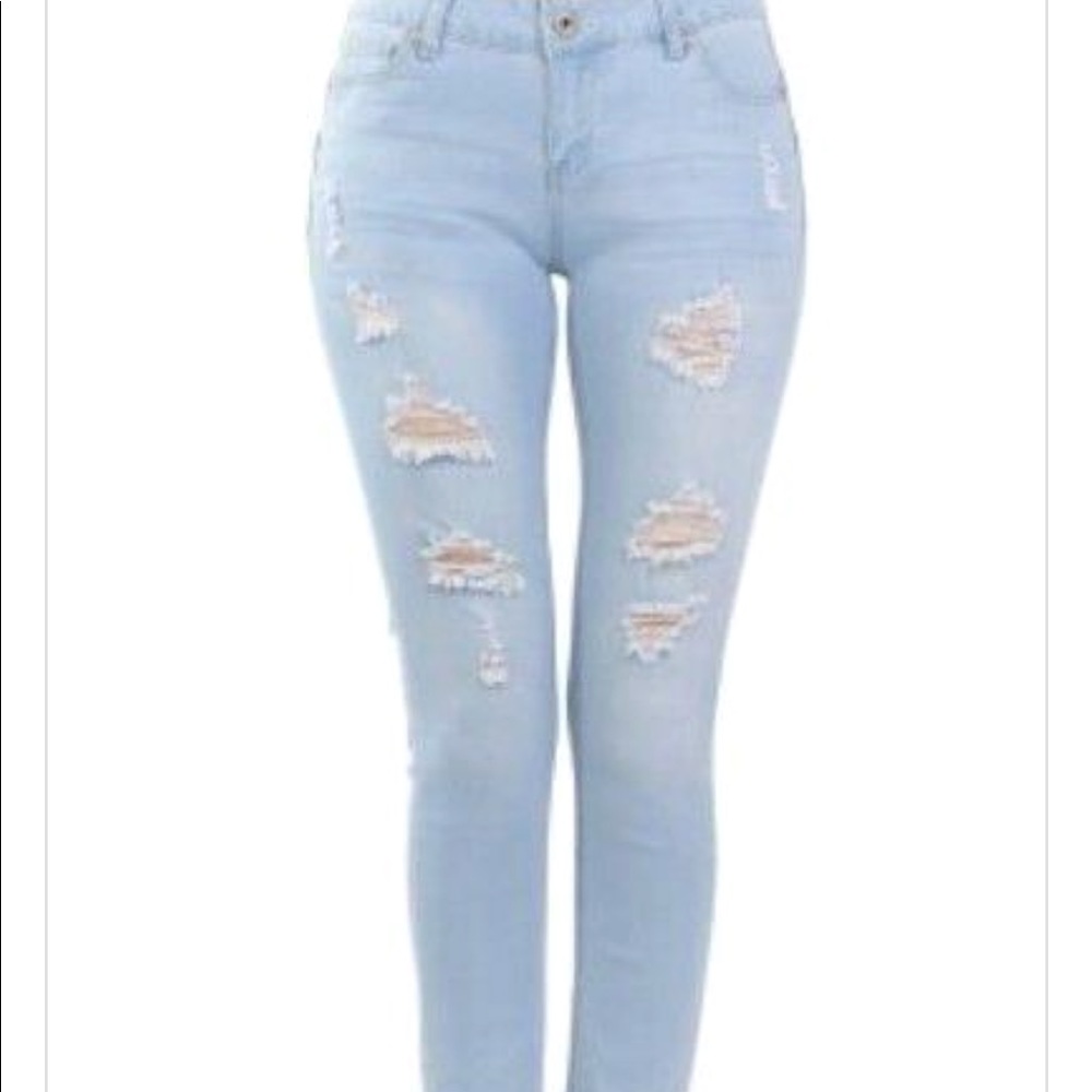 Wax Jeans Lightwash Ripped Skinny Jeans